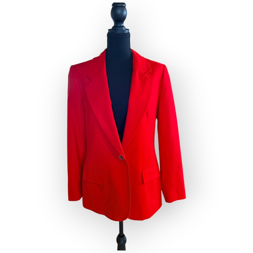 Vintage Pendleton Red Wool Blazer Old Money Classic Dark Academia Goth Glam